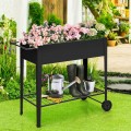 Elevated Planter Box on Wheels with Non-slip Legs and Storage Shelf - Gallery View 1 of 12
