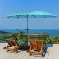 15 Feet Double-Sided Patio Umbrella with 12-Rib Structure - Gallery View 45 of 66