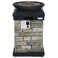 40000BTU Outdoor Propane Burning Fire Bowl Column Realistic Look Firepit Heater - Gallery View 8 of 27
