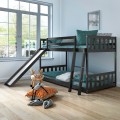 Twin Over Twin Bunk Wooden Low Bed with Slide Ladder for Kids - Gallery View 13 of 35