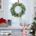 24-Inch Pre-lit Flocked Christmas Spruce Wreath with LED Lights - Gallery View 7 of 10