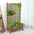 50 Inch Wood Planter Box with Trellis Mobile Raised Bed for Climbing Plant - Gallery View 1 of 11