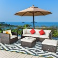 6 Pieces Patio Rattan Furniture Set with Sectional Cushion - Gallery View 56 of 62