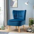 Modern Armless Velvet Accent Chair with Button Tufted and Wood Legs - Gallery View 25 of 36