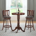 Set of 2 Wood Swivel Counter Height Dining Pub Bar Stools with PVC Cushioned Seat - Gallery View 11 of 20
