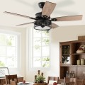  48 Inch Ceiling Fan with 5 Wooden Rustic Reversible Blades - Gallery View 2 of 12
