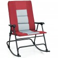 Foldable Rocking Padded Portable Camping Chair with Backrest and Armrest