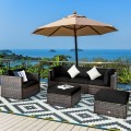 6 Pieces Patio Rattan Furniture Set with Sectional Cushion - Gallery View 44 of 62