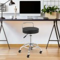 Swivel Height Adjustable Rolling Stool with Footrest and Cushioned Seat - Gallery View 2 of 12