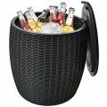 9.5 Gallon 4-in-1 Patio Rattan Cool Bar Cocktail Table Side Table