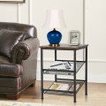 3-Tier Industrial End Table with Mesh Shelves and Adjustable Shelves - Gallery View 1 of 12