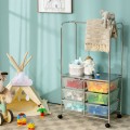 6 Drawer Rolling Storage Drawer Cart with Hanging Bar for Office School Home - Gallery View 25 of 48