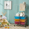 6 Drawer Rolling Storage Drawer Cart with Hanging Bar for Office School Home - Gallery View 14 of 48