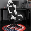 PU Leather Gaming Chair with USB Massage Lumbar Pillow and Footrest - Gallery View 25 of 44