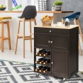 Kitchen Cart with Rubber Wood Top 3 Tier Wine Racks 2 Cabinets - Gallery View 18 of 24