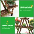 Wooden Plant Stand with Wheels Pots Holder Display Shelf - Gallery View 11 of 15