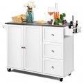 Kitchen Island 2-Door Storage Cabinet with Drawers and Stainless Steel Top - Gallery View 10 of 36