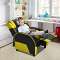 Kids Youth PU Leather Gaming Sofa Recliner with Headrest and Footrest - Gallery View 2 of 65