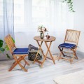 3 Pieces Patio Folding Wooden Bistro Set Cushioned Chair - Gallery View 18 of 35