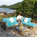 4PCS Patio Rattan Furniture Set Cushioned Loveseat - Gallery View 4 of 24
