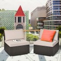 2 Pieces Patio Rattan Armless Sofa Set with 2 Cushions and 2 Pillows - Gallery View 6 of 58