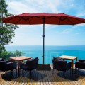 15 Feet Extra Large Patio Double Sided Umbrella with Crank and Base - Gallery View 37 of 48