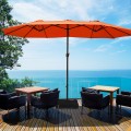 15 Feet Extra Large Patio Double Sided Umbrella with Crank and Base - Gallery View 25 of 48