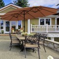 15 Feet Extra Large Patio Double Sided Umbrella with Crank and Base - Gallery View 13 of 48