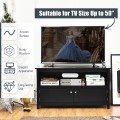 44 Inches Wooden Storage Cabinet TV Stand - Gallery View 2 of 43