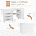 Folding Sewing Table Shelves Storage Cabinet Craft Cart with Wheels