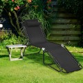 Folding Heightening Design Beach Lounge Chair with Pillow for Patio - Gallery View 13 of 22