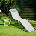 Folding Heightening Design Beach Lounge Chair with Pillow for Patio - Gallery View 1 of 22