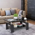 Rectangular Tempered Glass Coffee Table with Shelf - Gallery View 18 of 27