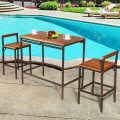 3 Pieces Patio Rattan Wicker Bar Dining Furniture Set - Gallery View 8 of 12