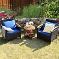 3 Pieces Solid Wood Frame Patio Rattan Furniture Set - Gallery View 19 of 48
