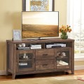 Wooden Retro TV Stand with Drawers and Tempered Glass Doors - Gallery View 1 of 12