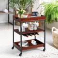 3 Tiers Kitchen Island Serving Bar Cart with Glasses Holder and Wine Bottle Rack - Gallery View 1 of 11