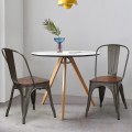 18 Inch Set of 4 Stackable Metal Dining Chair with Wood Seat - Gallery View 21 of 25