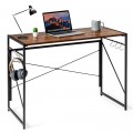 Folding Computer Desk Writing Study Desk Home Office with 6 Hooks