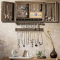 Vintage Wood Wall Mounted Jewelry Organizer with Barn Door