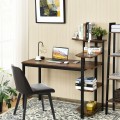 Computer Desk Writing Study Table with Storage Shelves Home Office Rustic Brown