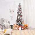 7.5 Feet Unlit Hinged Snow Flocked Artificial Pencil Christmas Tree with 641 Tips - Gallery View 6 of 9