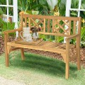 Patio Foldable Bench with Curved Backrest and Armrest - Gallery View 1 of 12