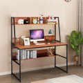 47 Inch Computer Desk with Open Storage Space and Bottom Bookshelf - Gallery View 1 of 36