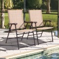 Set of 2 Patio Folding Sling Back Camping Deck Chairs - Gallery View 40 of 44