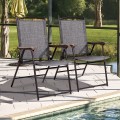Set of 2 Patio Folding Sling Back Camping Deck Chairs - Gallery View 29 of 44
