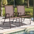 Set of 2 Patio Folding Sling Back Camping Deck Chairs - Gallery View 17 of 44