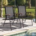 Set of 2 Patio Folding Sling Back Camping Deck Chairs - Gallery View 7 of 44