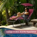 Folding Recliner Lounge Chair with Shade Canopy Cup Holder - Gallery View 39 of 46