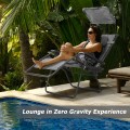 Folding Recliner Lounge Chair with Shade Canopy Cup Holder - Gallery View 21 of 46